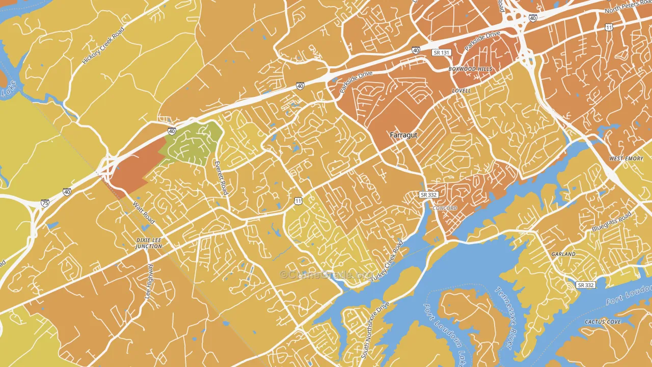 37934, TN Map of Vehicle Theft Rates