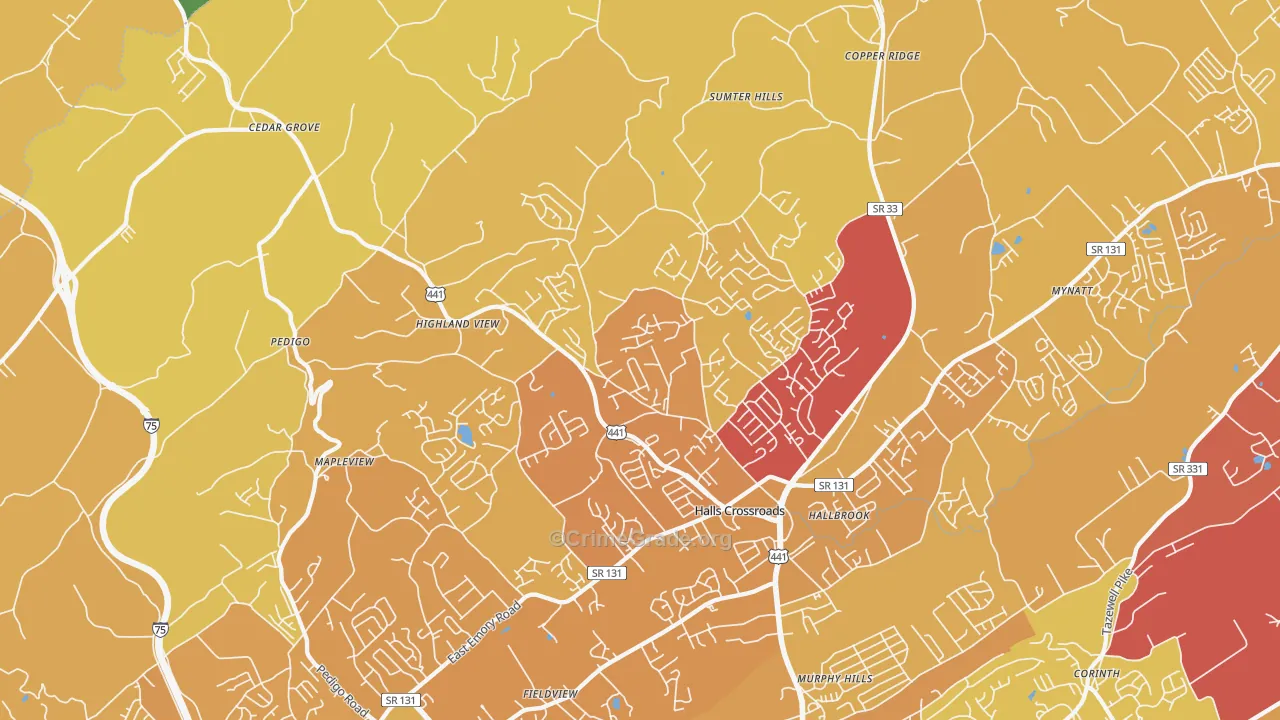 37938, TN Map of Vehicle Theft Rates