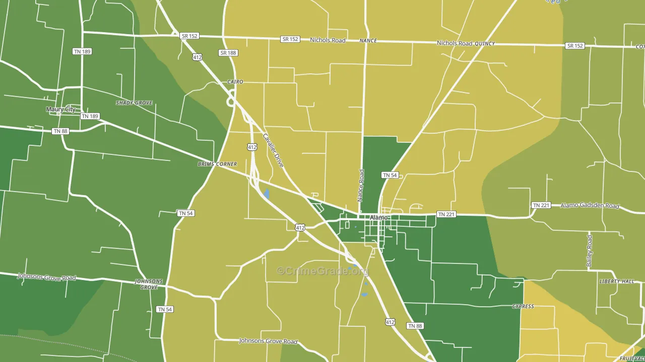 38001, TN Map of Vehicle Theft Rates