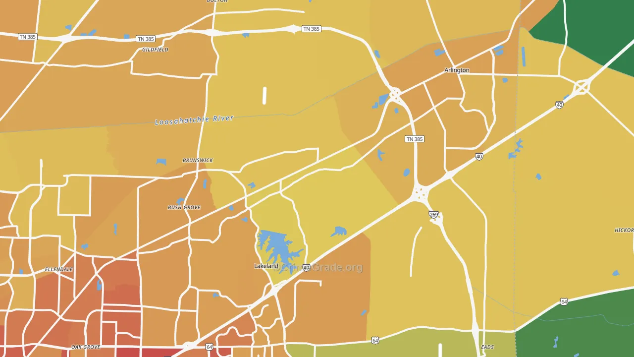 38002, TN Map of Vehicle Theft Rates