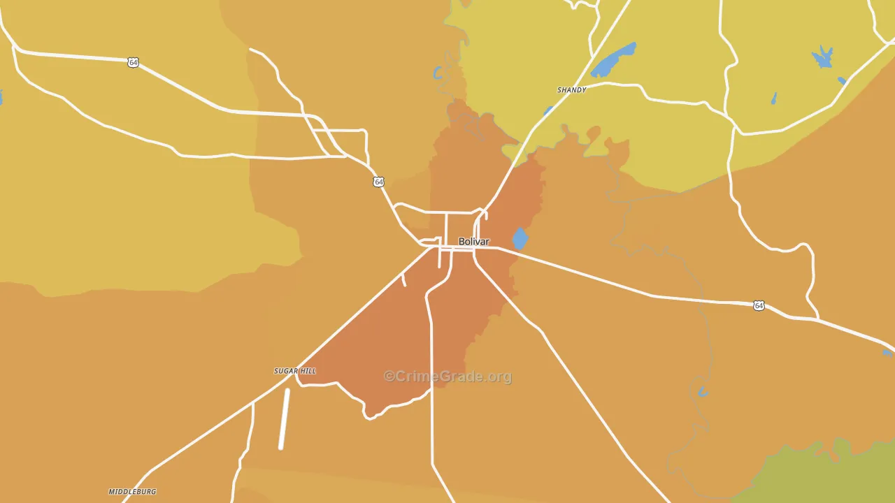 38008, TN Map of Vehicle Theft Rates