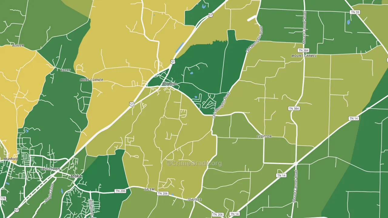 38011, TN Map of Vehicle Theft Rates