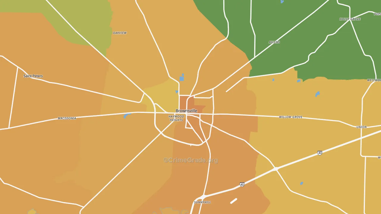 38012, TN Map of Vehicle Theft Rates