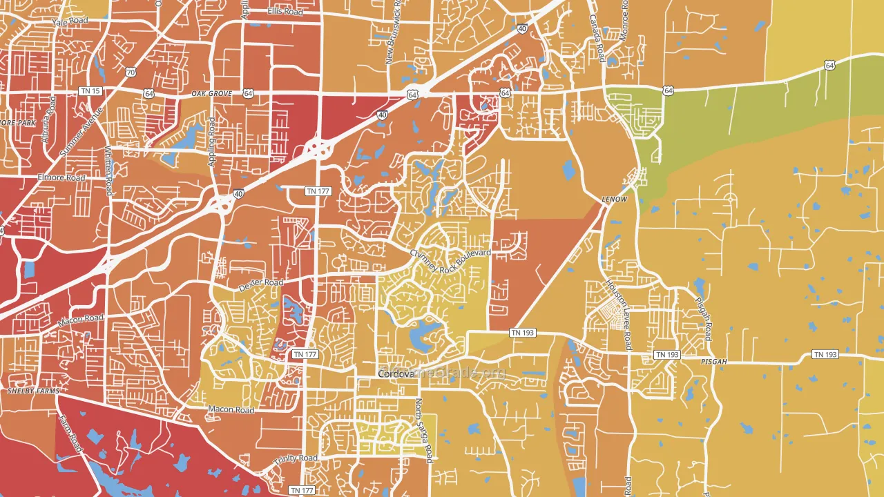 38016, TN Map of Vehicle Theft Rates