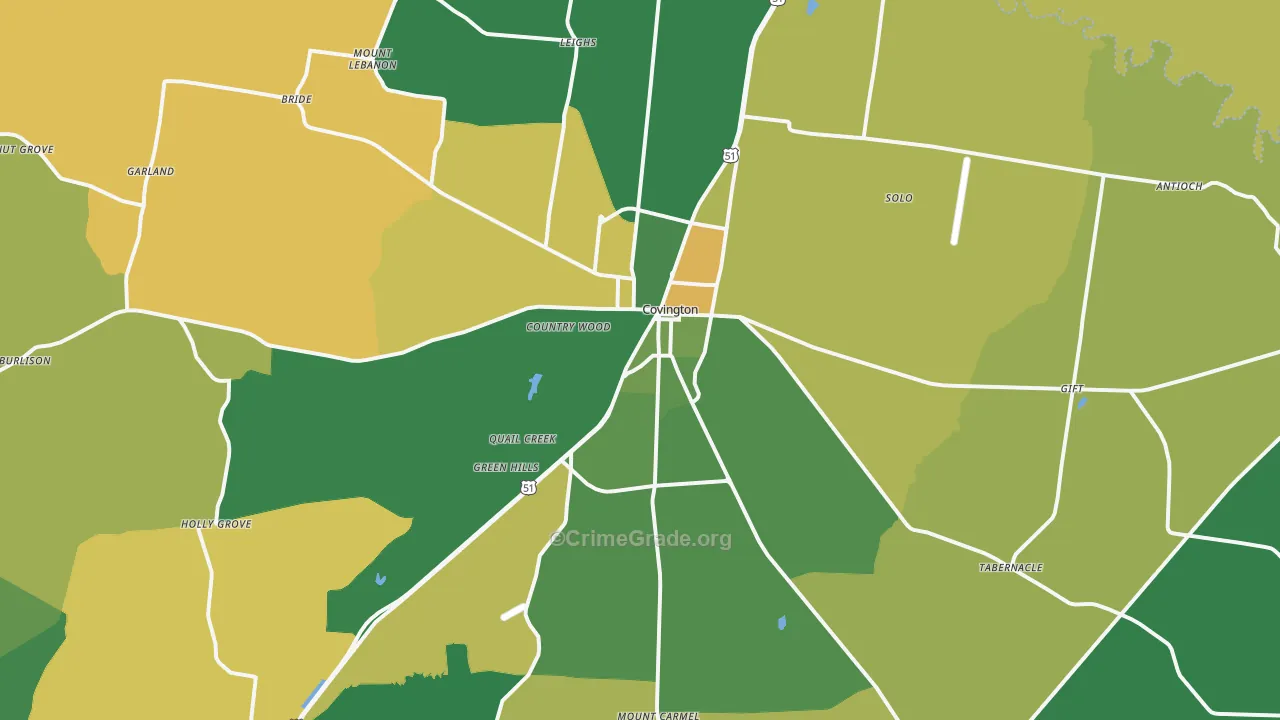 38019, TN Map of Vehicle Theft Rates