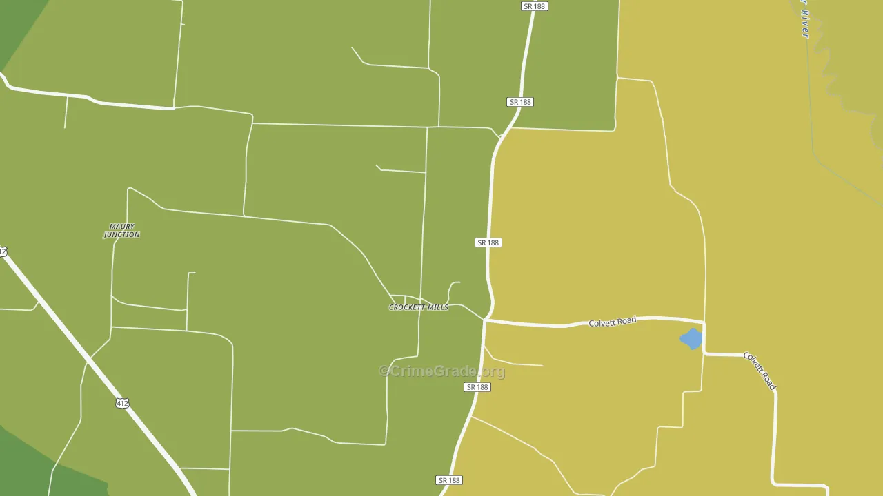38021, TN Map of Vehicle Theft Rates