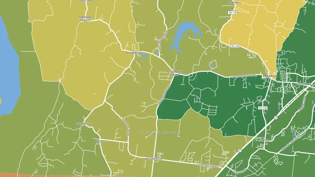 38023, TN Map of Vehicle Theft Rates