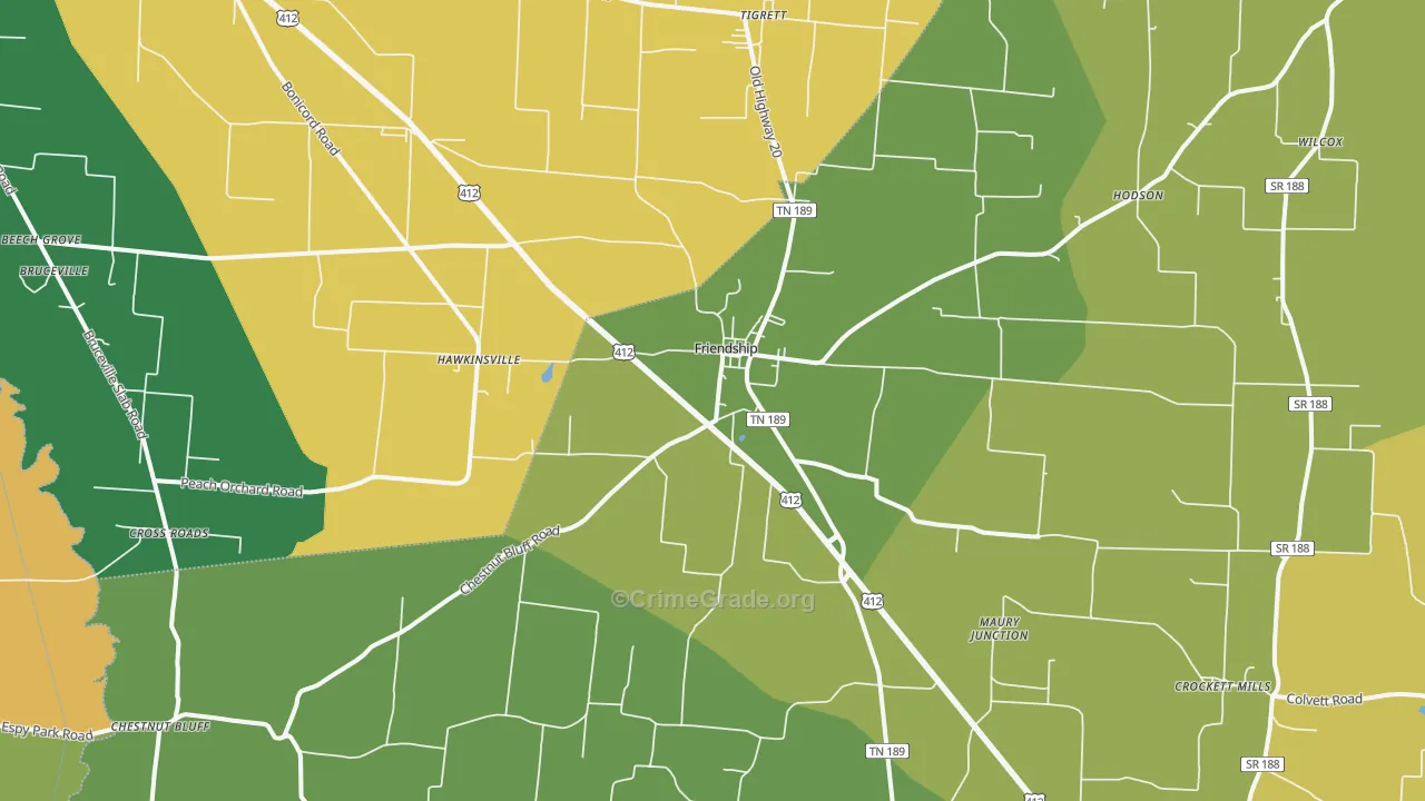 38034, TN Map of Vehicle Theft Rates