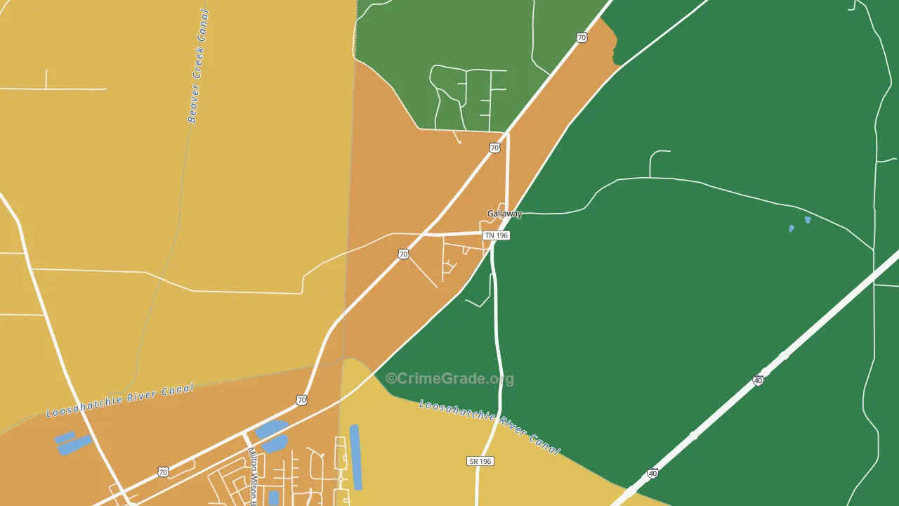 38036, TN Map of Vehicle Theft Rates