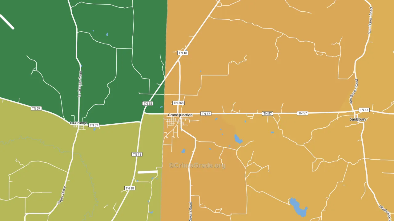 38039, TN Map of Vehicle Theft Rates