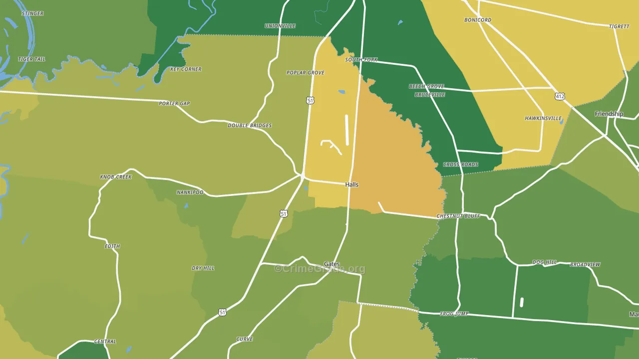 38040, TN Map of Vehicle Theft Rates