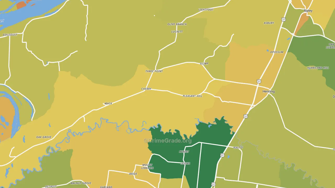 38041, TN Map of Vehicle Theft Rates