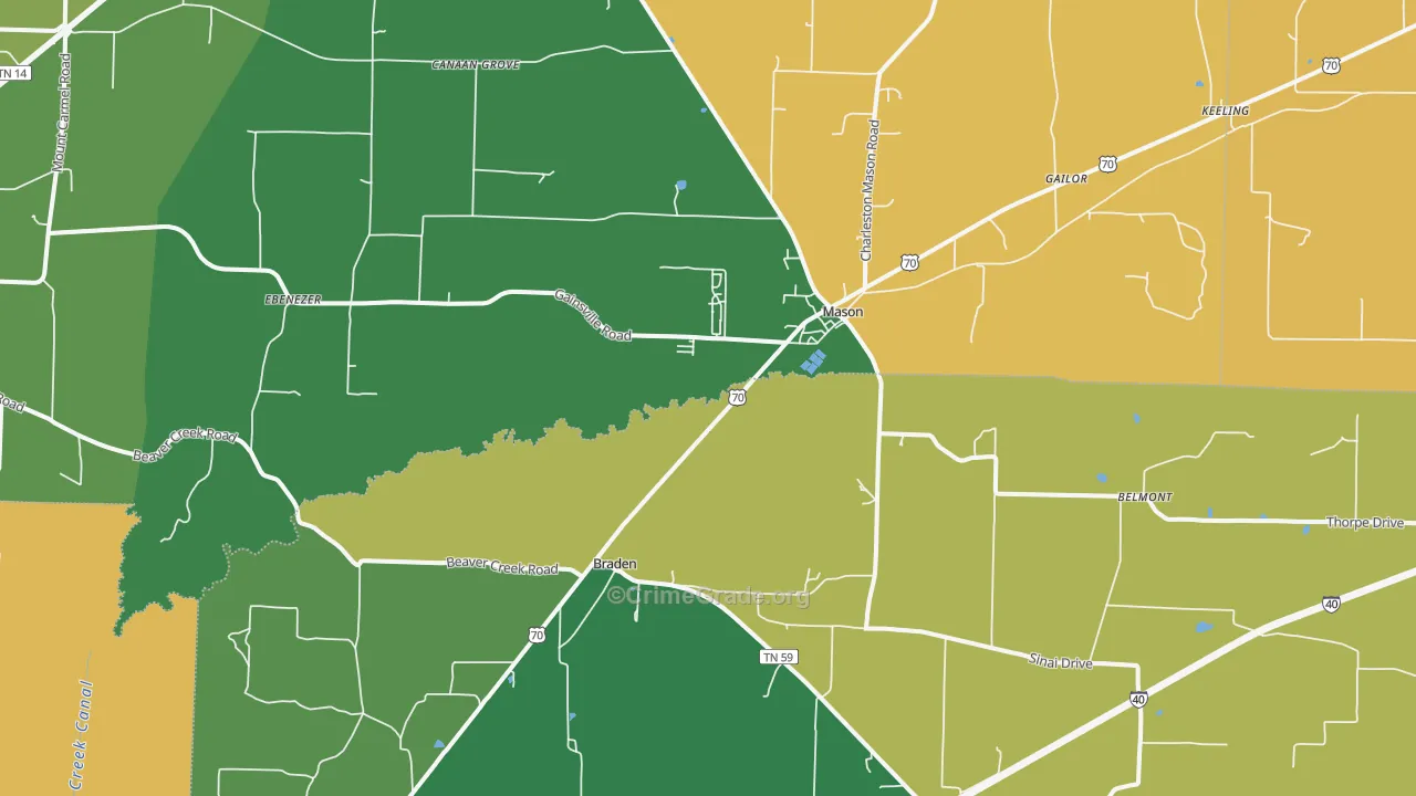 38049, TN Map of Vehicle Theft Rates