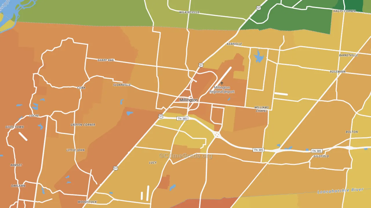 38053, TN Map of Vehicle Theft Rates