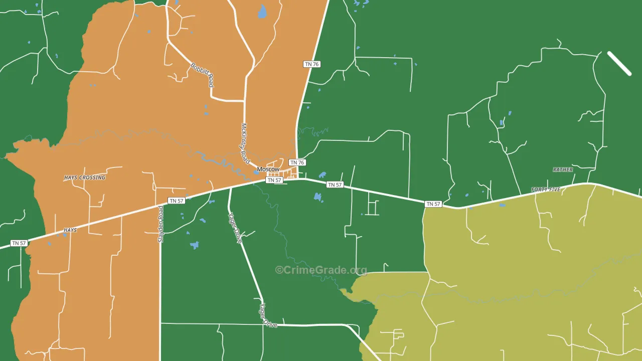 38057, TN Map of Vehicle Theft Rates