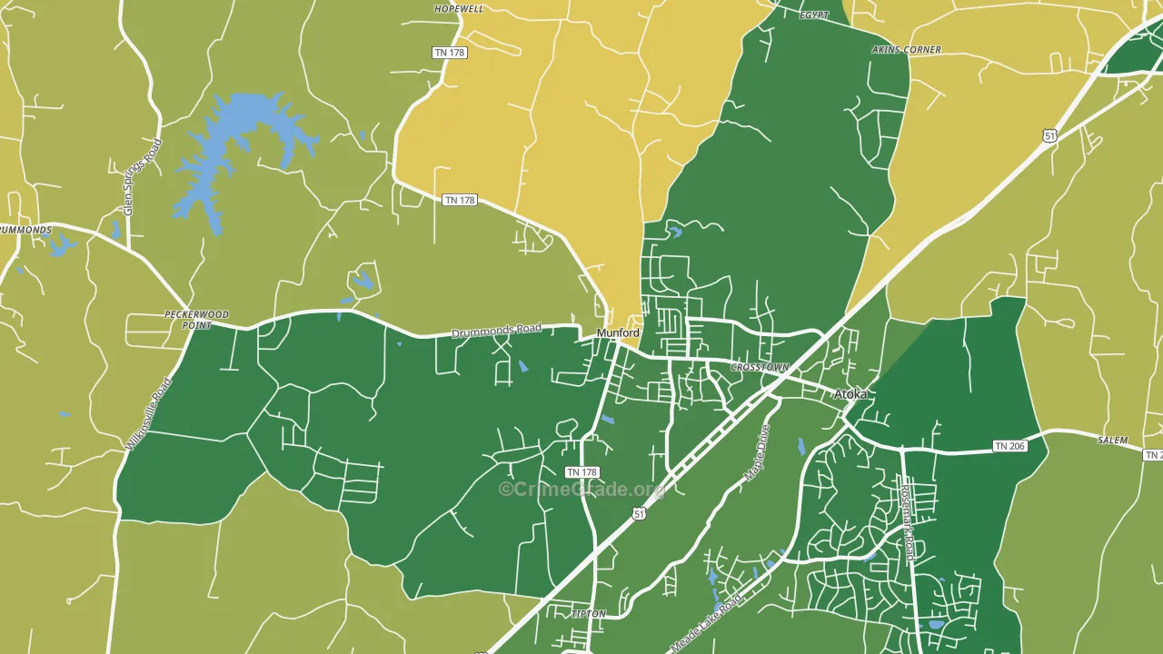 38058, TN Map of Vehicle Theft Rates