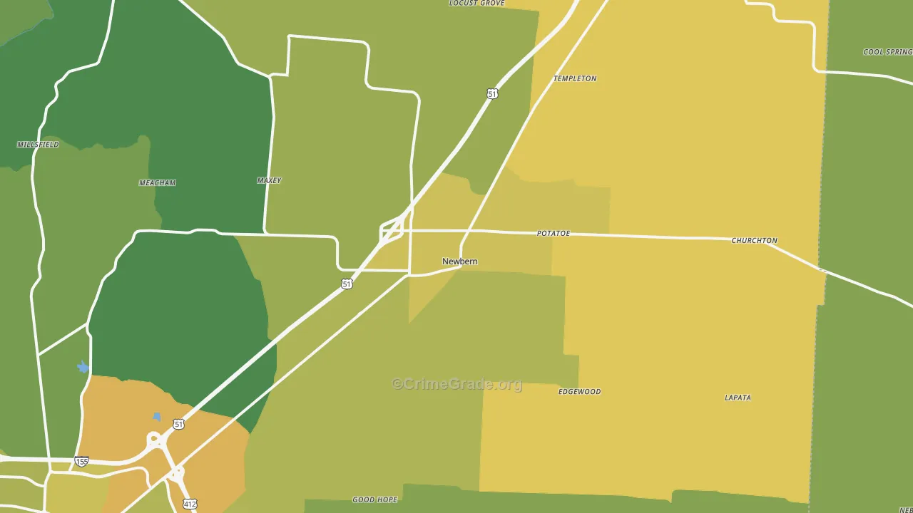 38059, TN Map of Vehicle Theft Rates