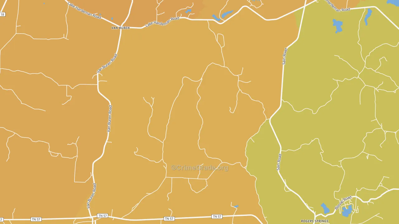 38067, TN Map of Vehicle Theft Rates