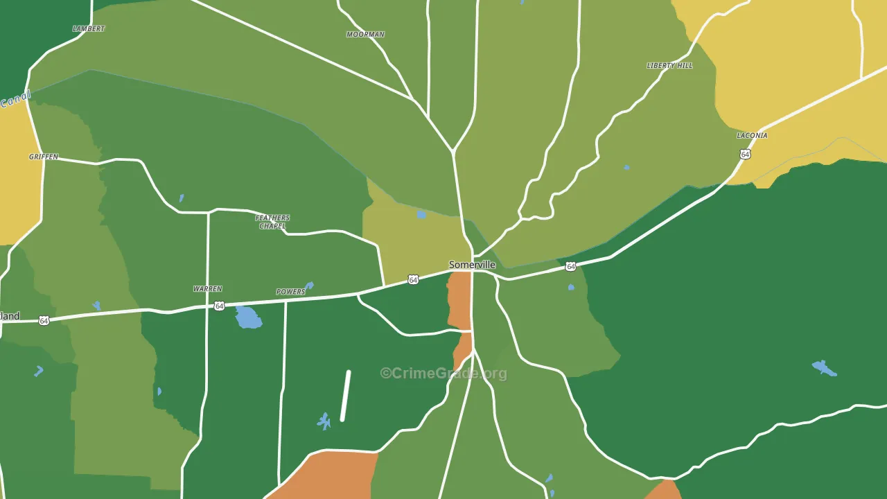 38068, TN Map of Vehicle Theft Rates