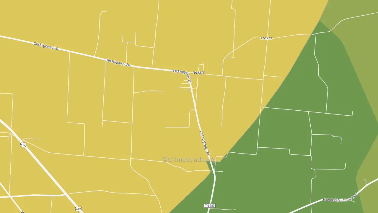 38070, TN Map of Vehicle Theft Rates