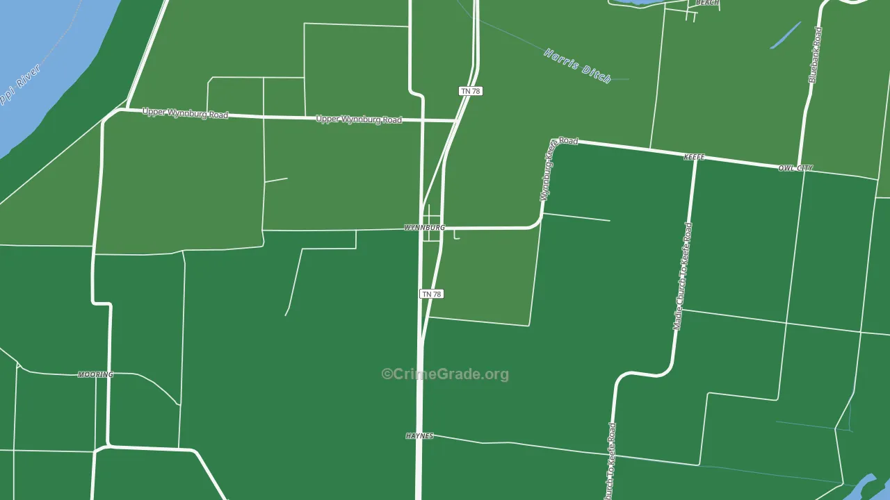 38077, TN Map of Vehicle Theft Rates