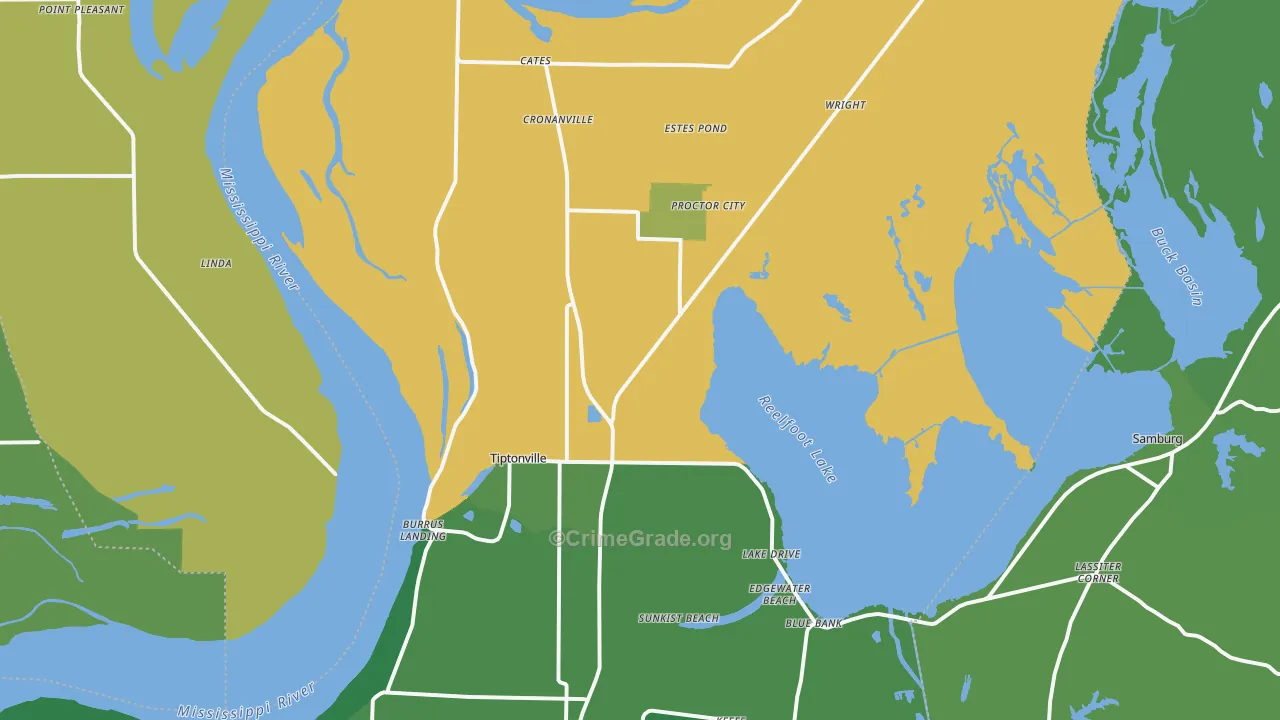 38079, TN Map of Vehicle Theft Rates