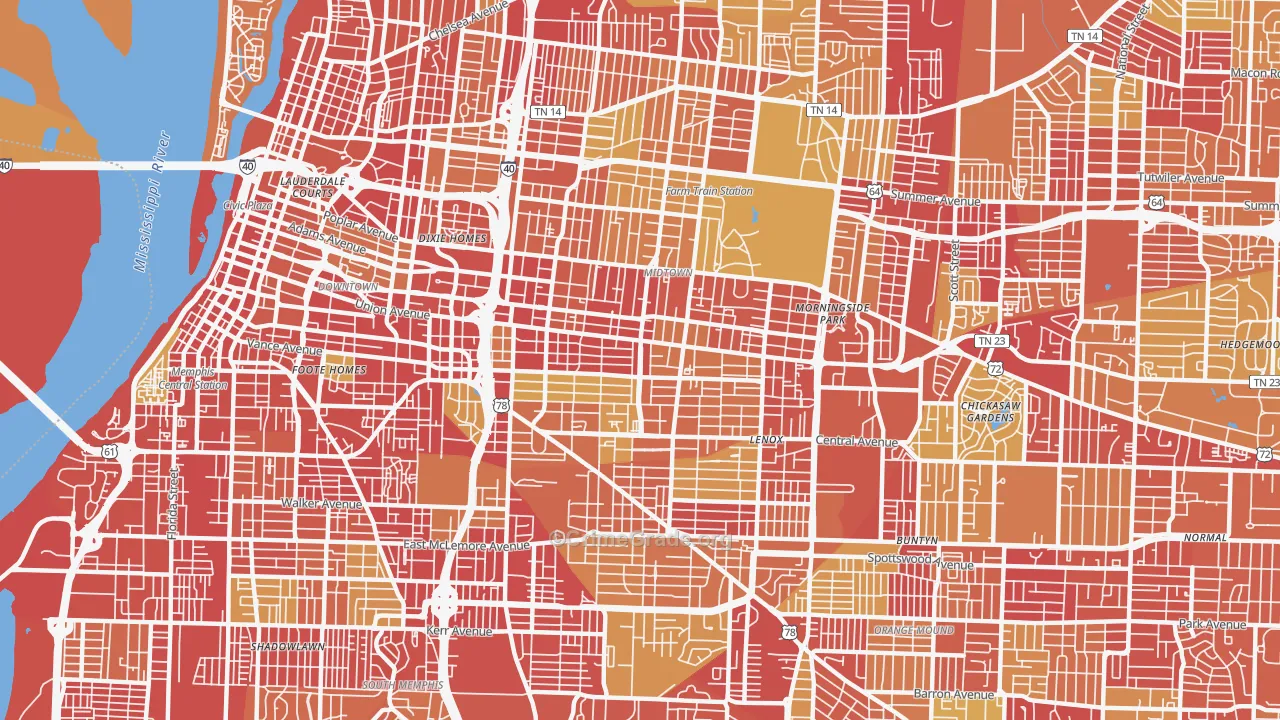 38104, TN Map of Vehicle Theft Rates