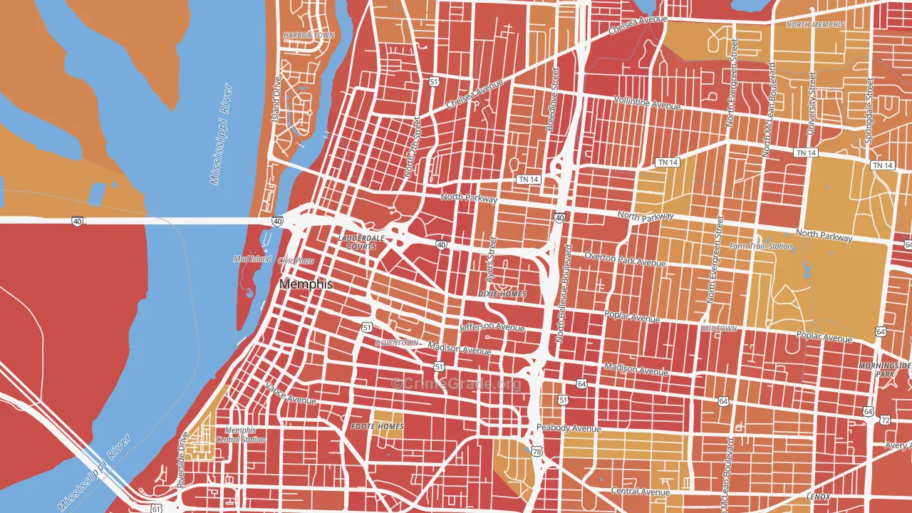 38105, TN Map of Vehicle Theft Rates