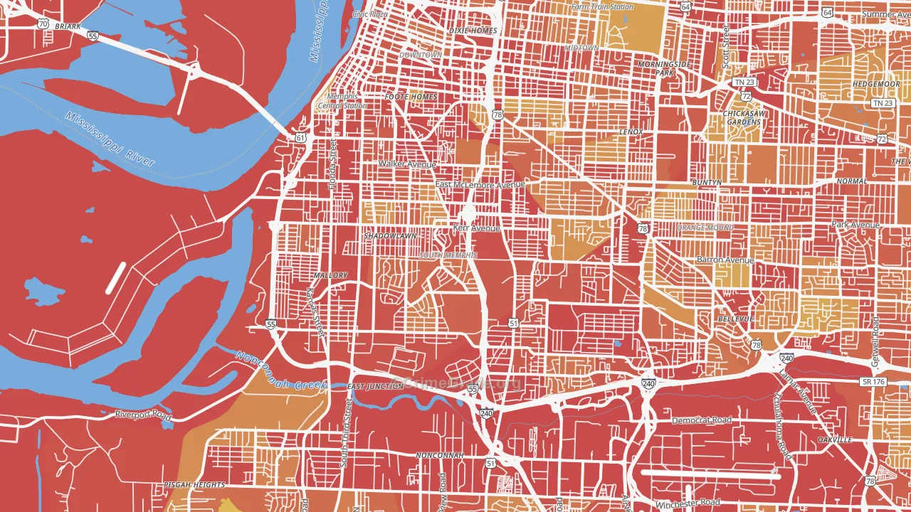 38106, TN Map of Vehicle Theft Rates