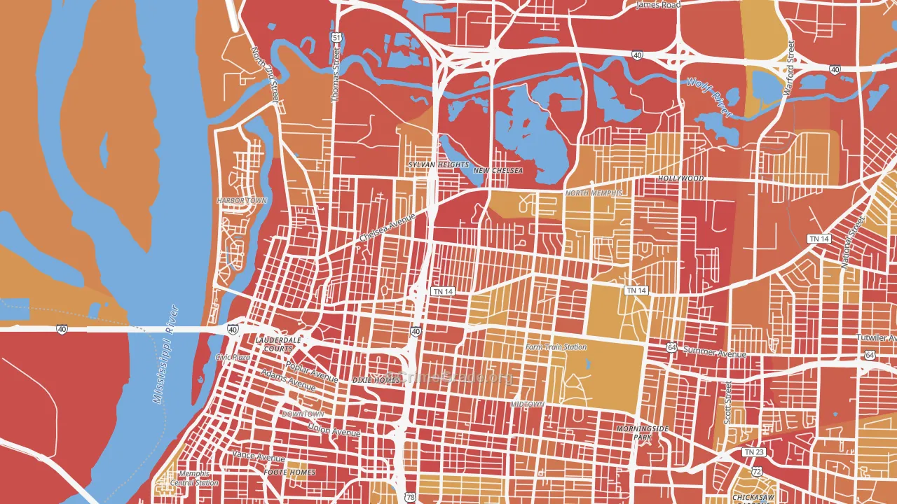 38107, TN Map of Vehicle Theft Rates