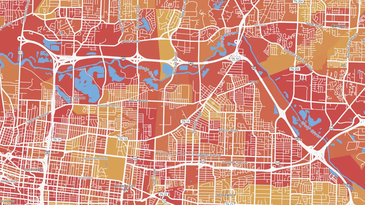 38108, TN Map of Vehicle Theft Rates