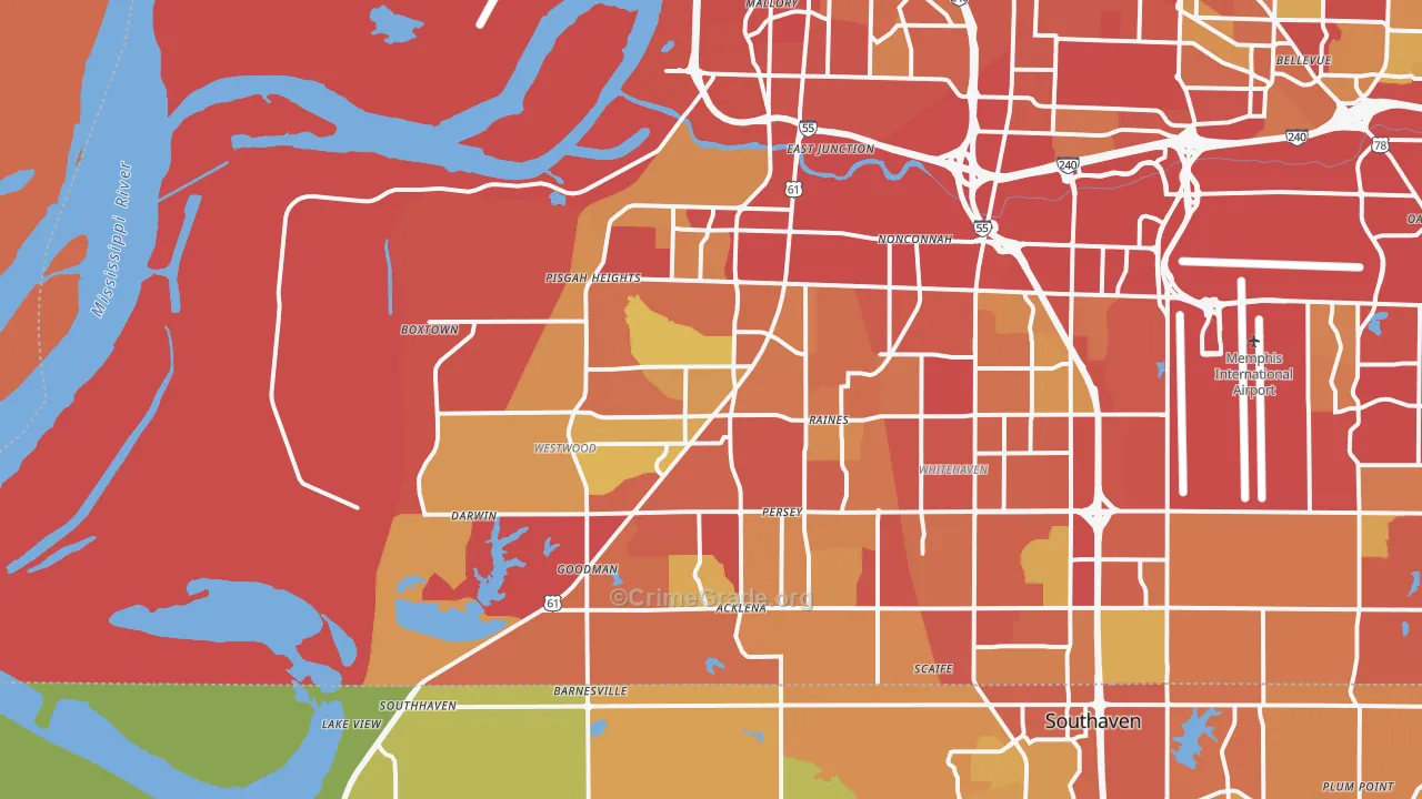 38109, TN Map of Vehicle Theft Rates