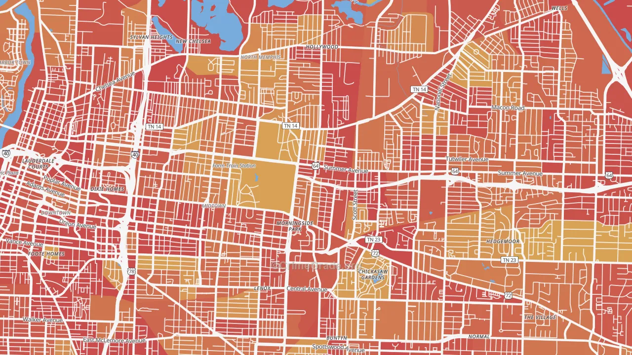 38112, TN Map of Vehicle Theft Rates