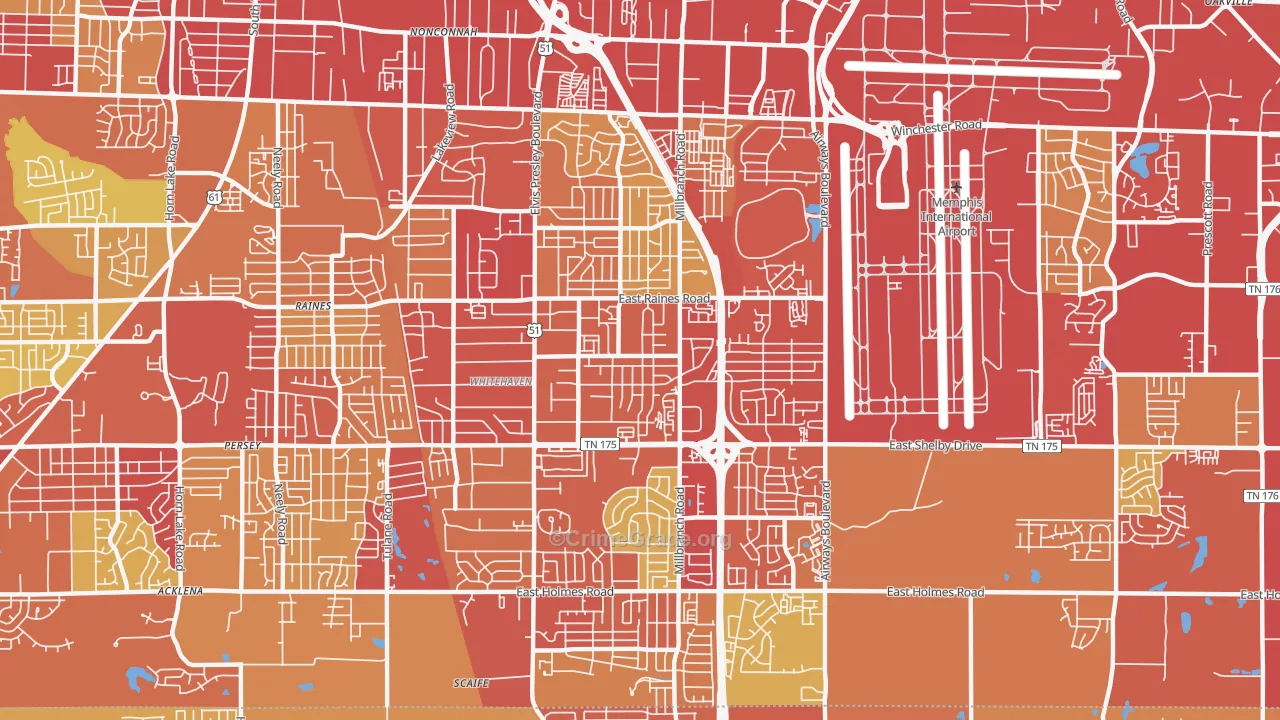 38116, TN Map of Vehicle Theft Rates