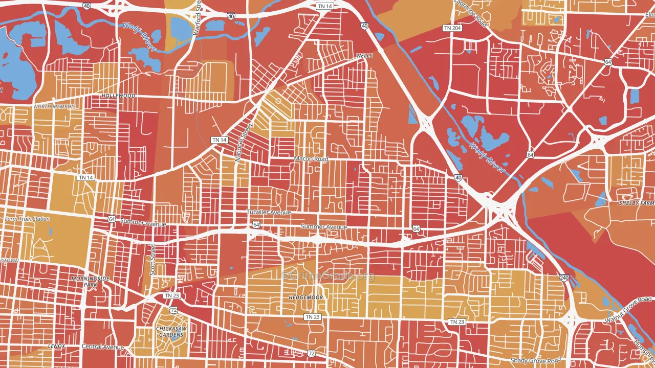 38122, TN Map of Vehicle Theft Rates