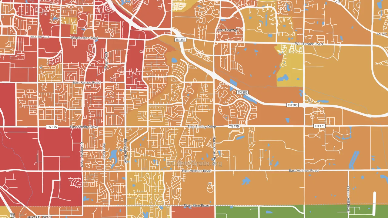 38125, TN Map of Vehicle Theft Rates
