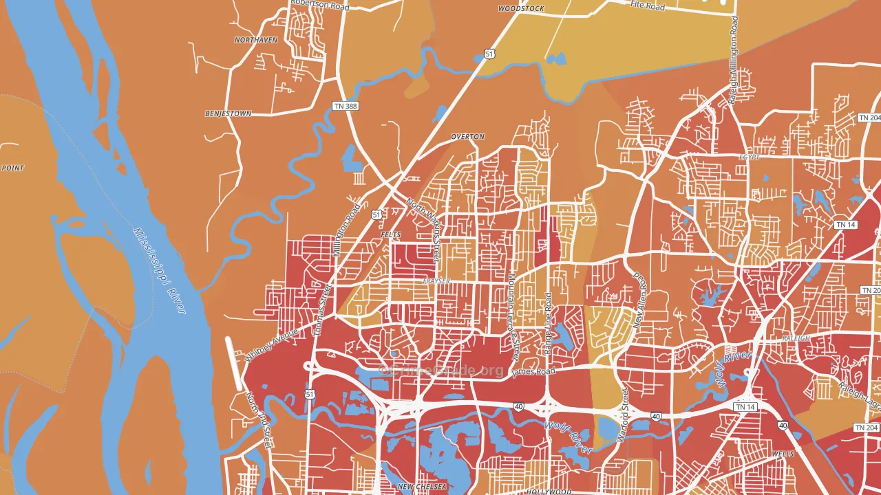 38127, TN Map of Vehicle Theft Rates