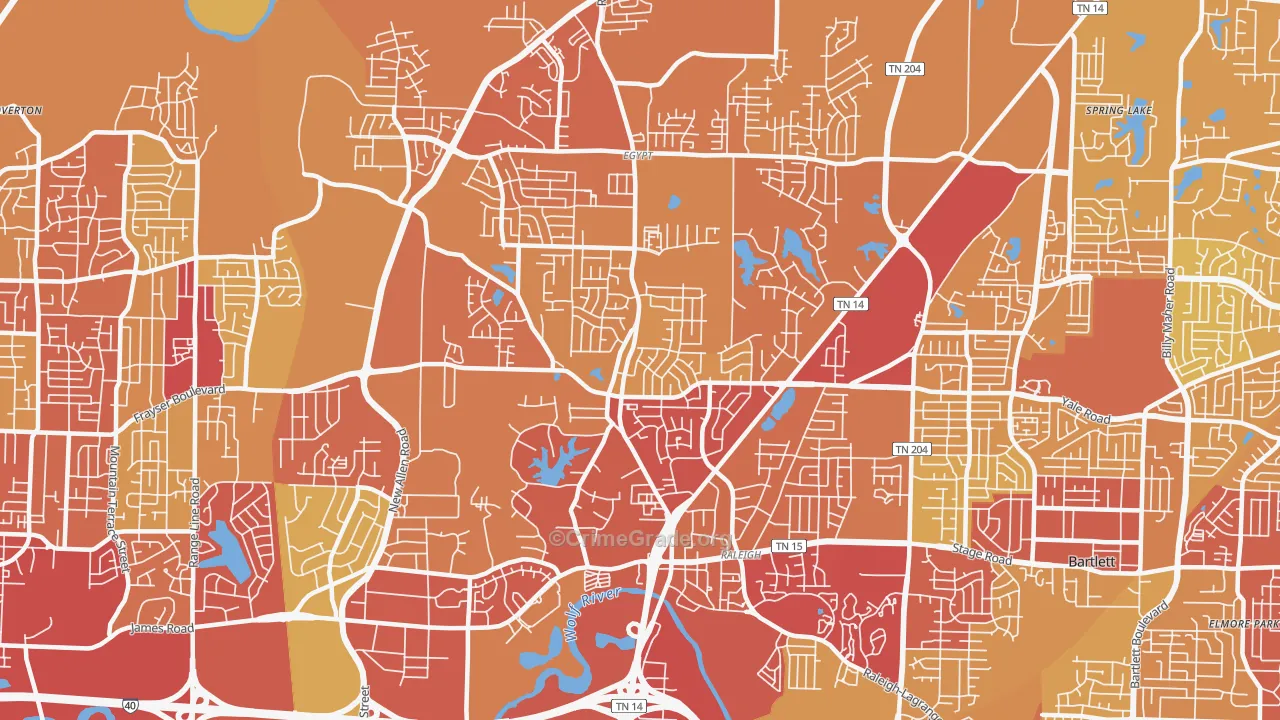 38128, TN Map of Vehicle Theft Rates