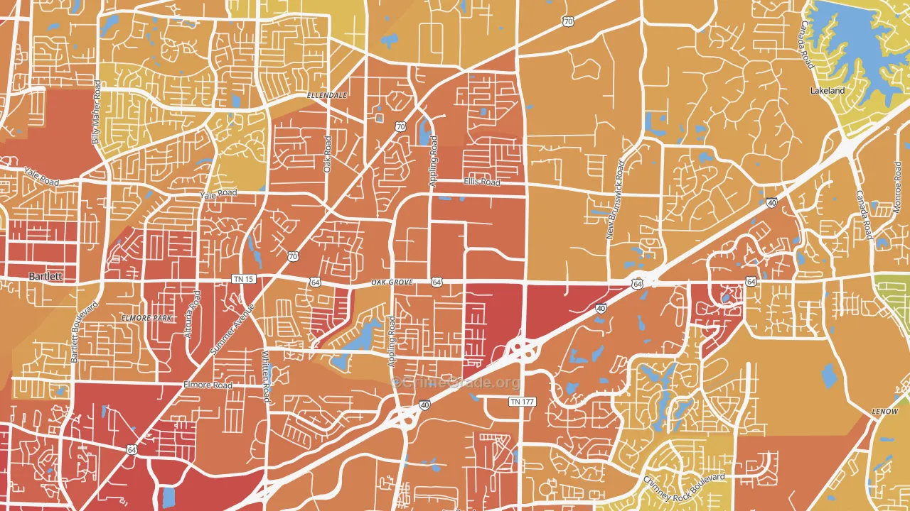 38133, TN Map of Vehicle Theft Rates