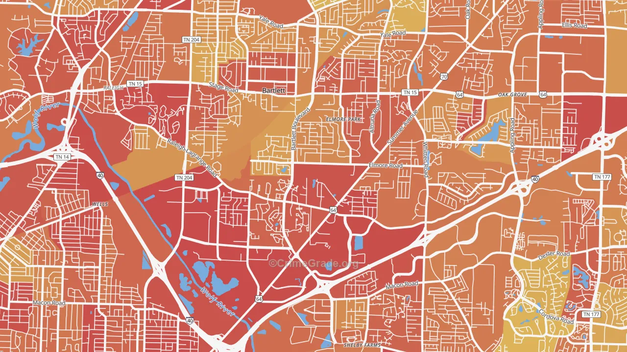 38134, TN Map of Vehicle Theft Rates