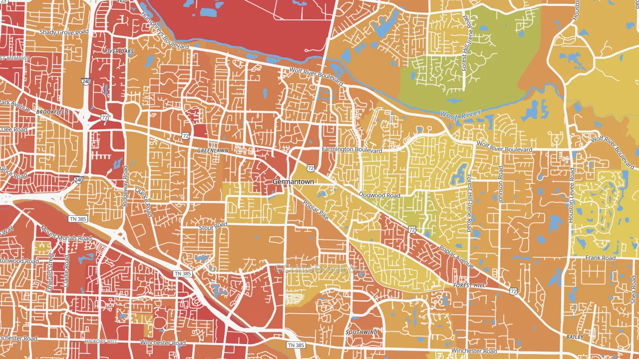38138, TN Map of Vehicle Theft Rates