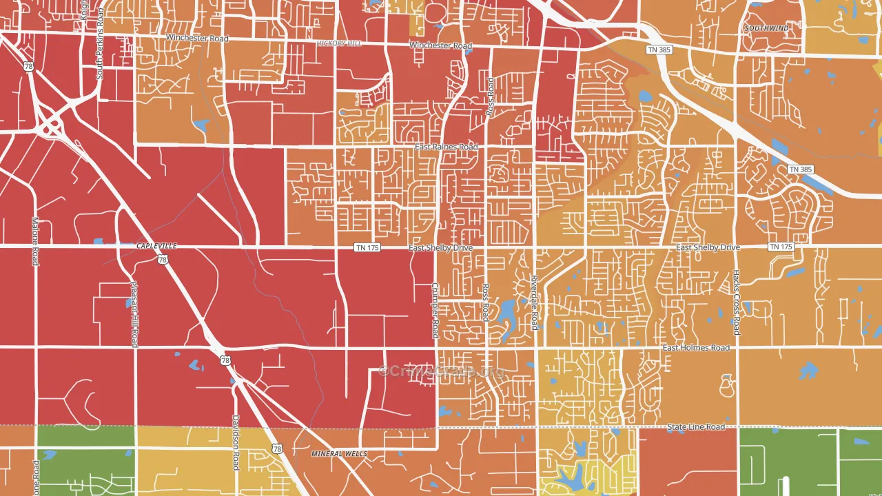 38141, TN Map of Vehicle Theft Rates