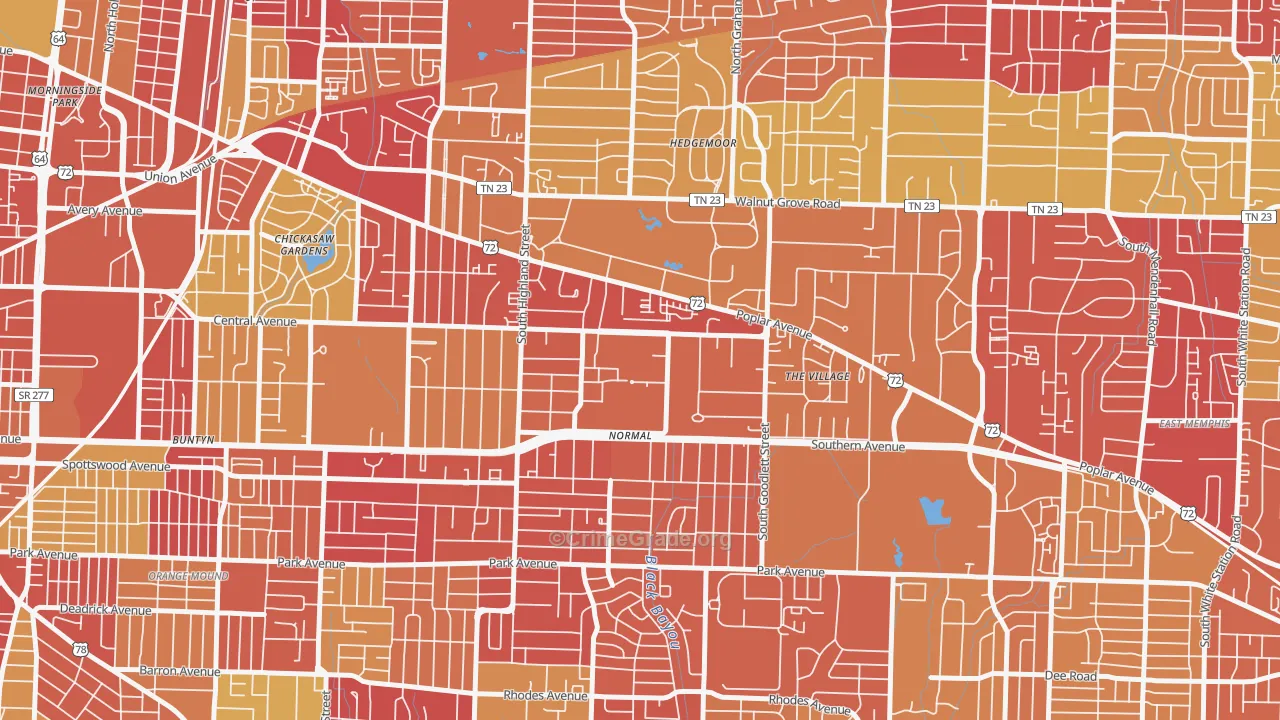 38152, TN Map of Vehicle Theft Rates