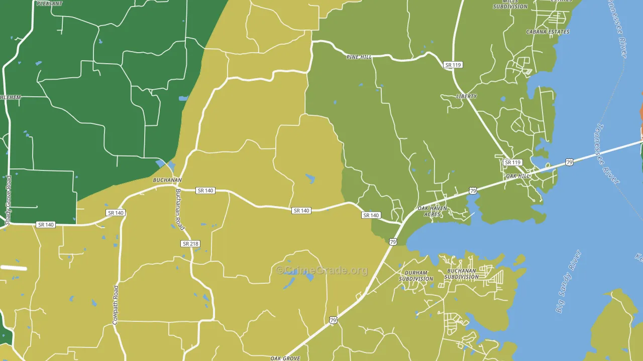 38222, TN Map of Vehicle Theft Rates