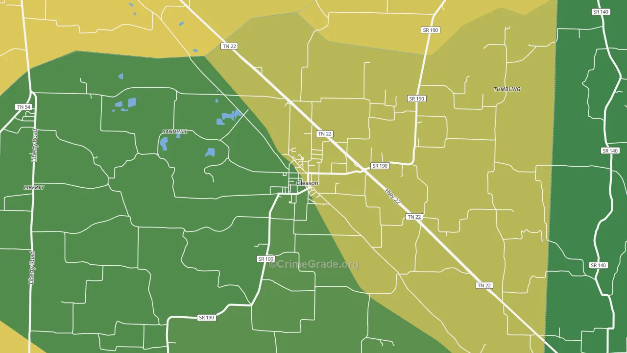 38229, TN Map of Vehicle Theft Rates