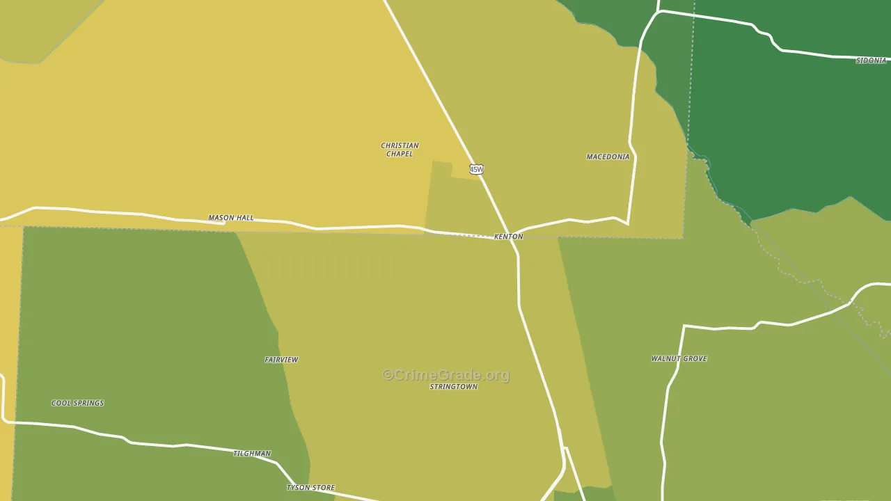 38233, TN Map of Vehicle Theft Rates