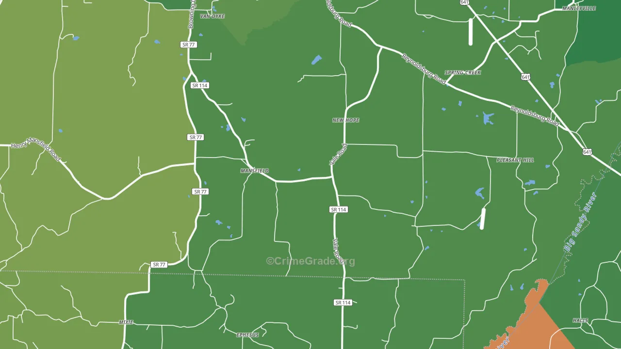 38236, TN Map of Vehicle Theft Rates