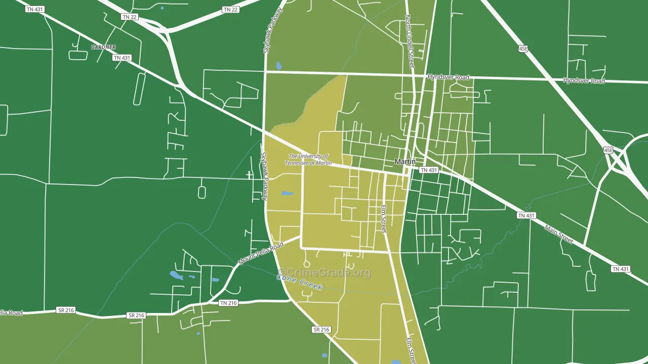 38238, TN Map of Vehicle Theft Rates