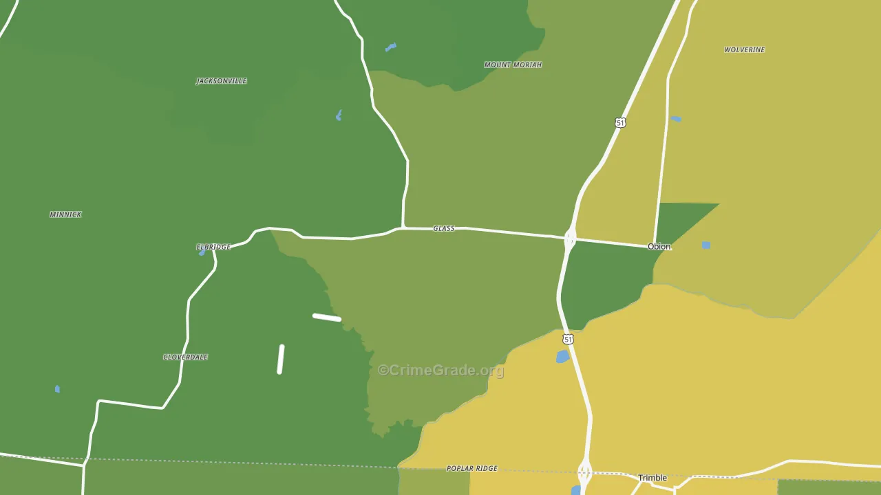 38240, TN Map of Vehicle Theft Rates