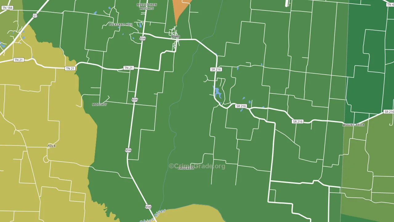 38253, TN Map of Vehicle Theft Rates